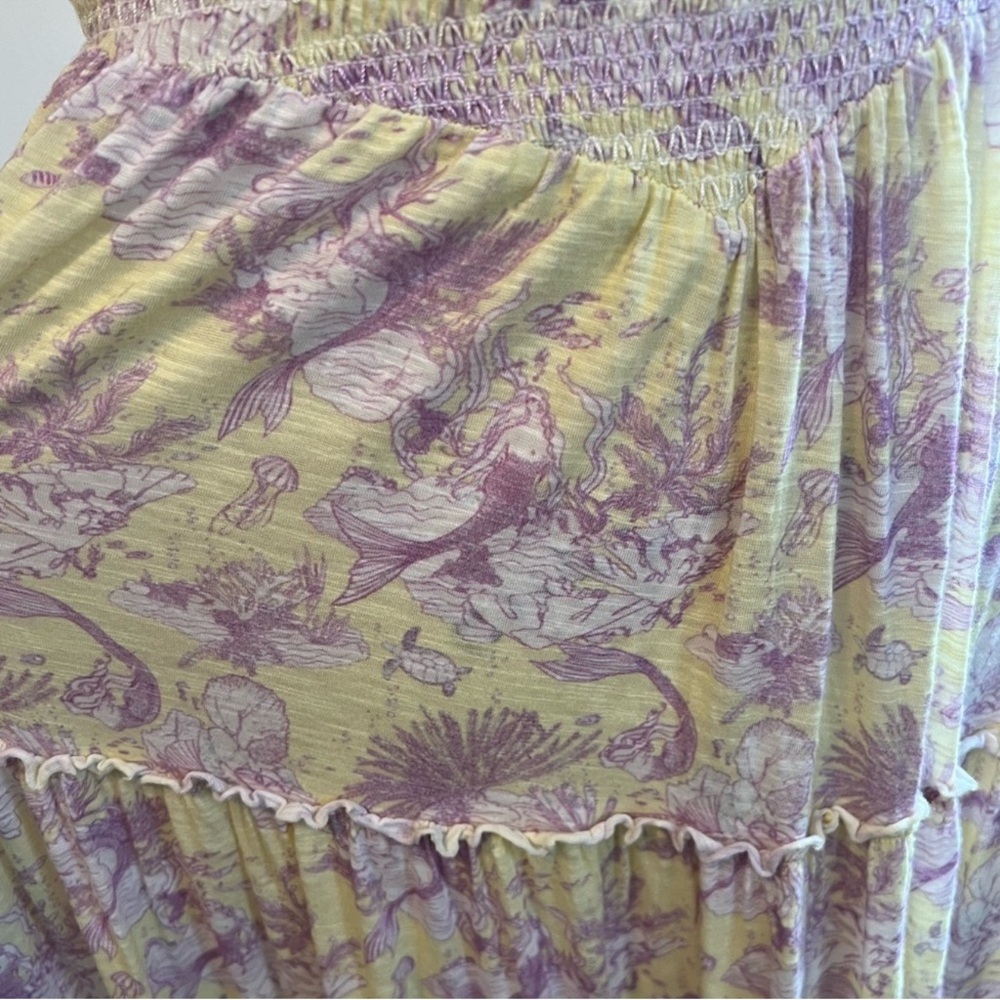 NWOT LoveShackFancy Rare Sample Chessie Dress Purple/Yellow Mermaid Print Size S - Picture 4 of 5